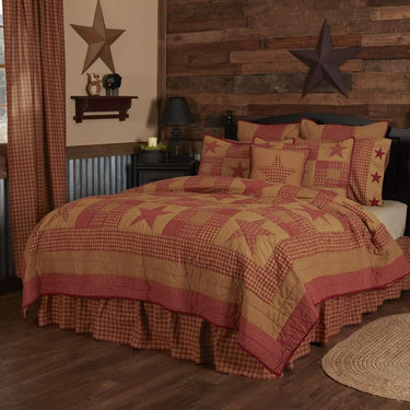 Ninepatch Star Queen Quilt 90Wx90L VHC Brands - The Fox Decor